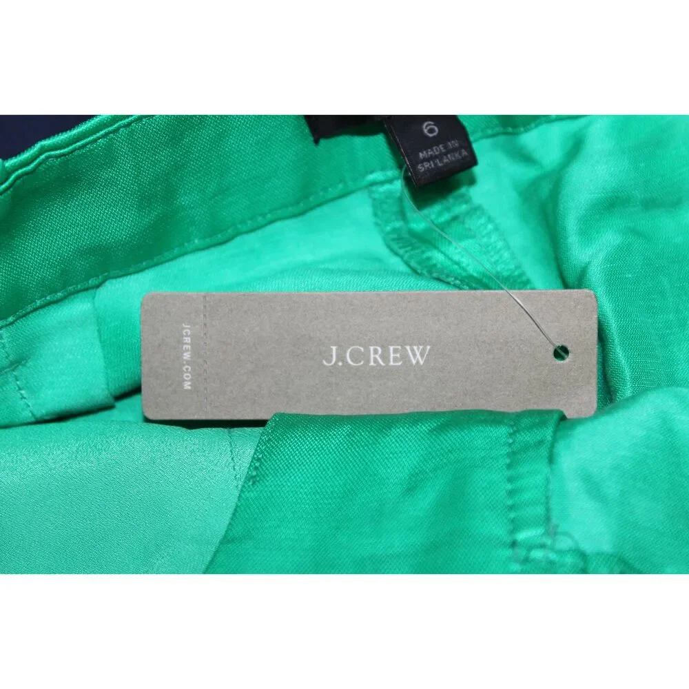 Womens J.Crew Drapey AM950 Kelly Green Linen Satin High Rise Shorts Size 6 NWT - Picture 7 of 11